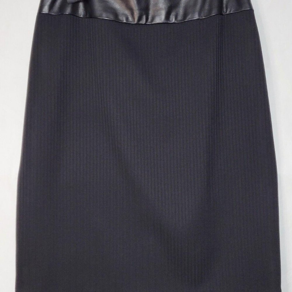 Elliott Lauren Wool Blend Faux Leather Lined Mini Skirt Women's 8 - Vintage USA